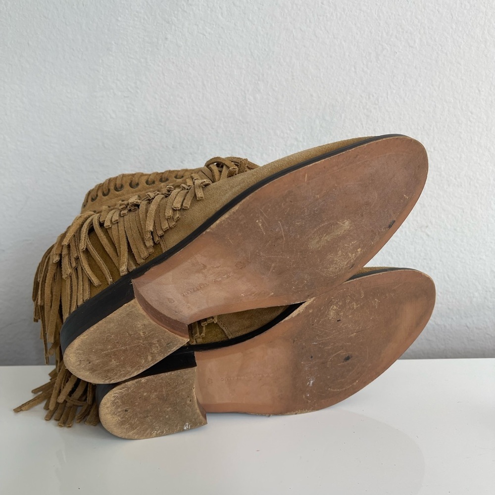 Zara Suede Finge Boho Wedge Ankle Boots 9 - Picture 7 of 9
